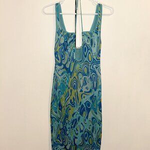 Zara Blue and Green Swirl Maxi Dress
